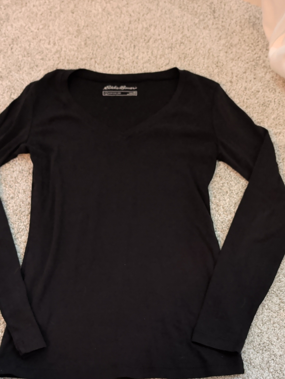 Eddie Bauer Black Long Sleeve V-Neck Tee